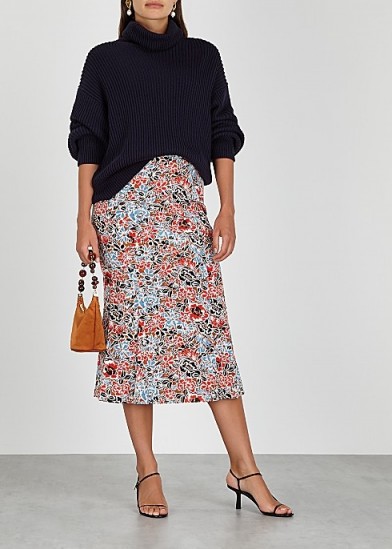 VERONICA BEARD Diane floral-print stretch-silk midi skirt
