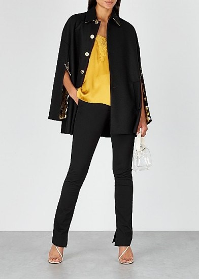 VERSACE Black cape-effect wool coat ~ chic designer capes - flipped