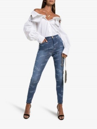 Versace Washed Logo Effect Skinny Jeans – designer skinnies - flipped