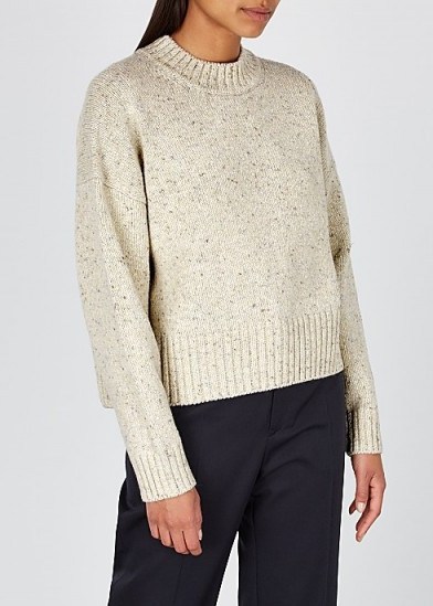 VINCE Donegal cream wool-blend jumper | boxy crew neck sweater - flipped