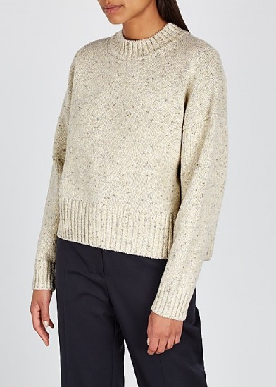VINCE Donegal cream wool-blend jumper | boxy crew neck sweater
