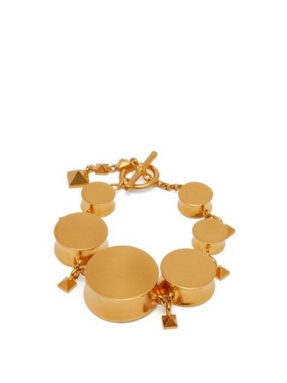 VALENTINO V-Logo Rockstud-embellished bracelet ~ chunky gold-tone bracelets - flipped