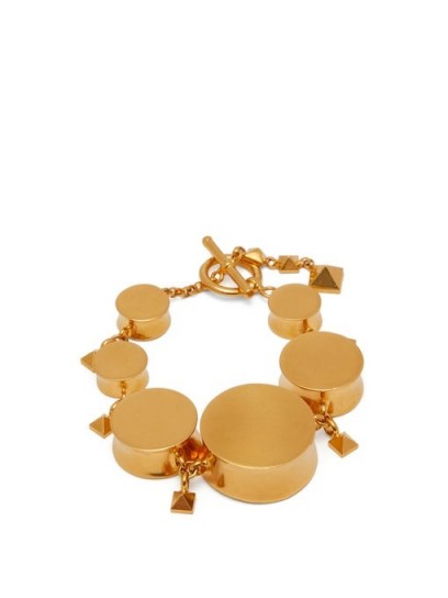 VALENTINO V-Logo Rockstud-embellished bracelet ~ chunky gold-tone bracelets
