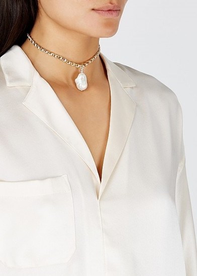 WALD BERLIN Le Chic 18kt gold-plated choker ~ large water pearl pendant chokers - flipped