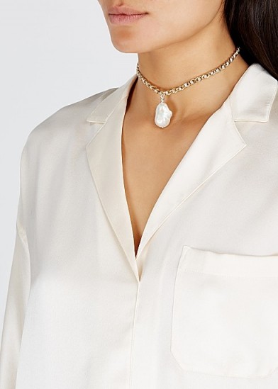 WALD BERLIN Le Chic 18kt gold-plated choker ~ large water pearl pendant chokers