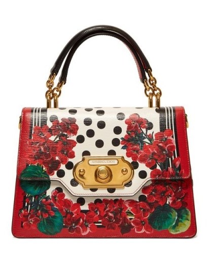 DOLCE & GABBANA Welcome red geranium-print leather bag ~ beautiful Italian handbags - flipped