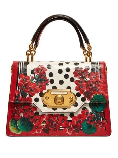 DOLCE & GABBANA Welcome red geranium-print leather bag ~ beautiful Italian handbags
