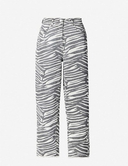 WHISTLES Zebra-print wide high-rise jeans ~ animal striped denim - flipped