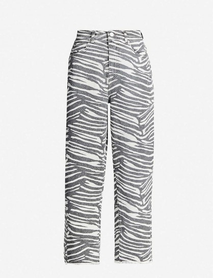 WHISTLES Zebra-print wide high-rise jeans ~ animal striped denim