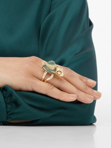DANIELA VILLEGAS Alexander Fleming prehnite and garnet chameleon ring | luxe statement jewellery - flipped