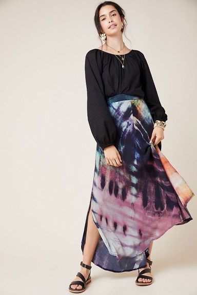 Bl-nk Tie Dye-Print Maxi Skirt Purple Motif - flipped