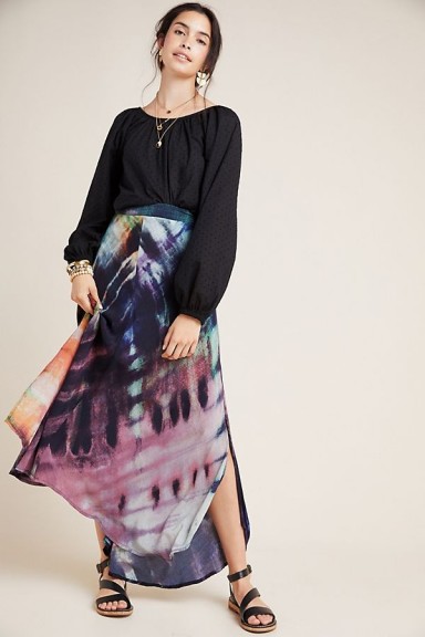 Bl-nk Tie Dye-Print Maxi Skirt Purple Motif