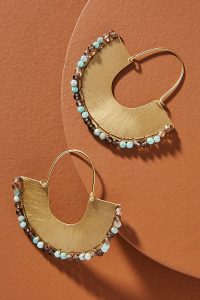 Isobel Stitched-Hoop Earrings Turquoise
