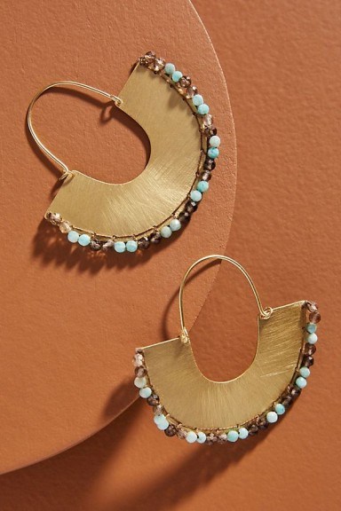 Isobel Stitched-Hoop Earrings Turquoise - flipped