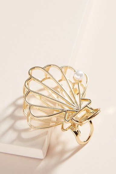 Petit Moments Sally Shell Hair Clip Gold | sea inspired accessories - flipped