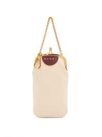 MARNI Bi-colour leather clutch in cream and tan | small colour block bags