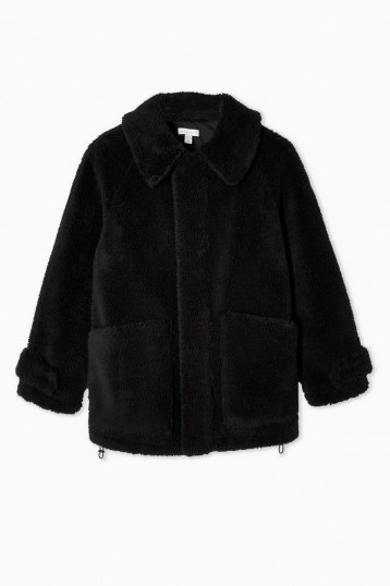 Topshop Black Borg Zip Up Jacket | warm jackets Autumn 2019 - flipped