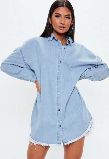 Missguided blue stonewash oversized denim shirt dress