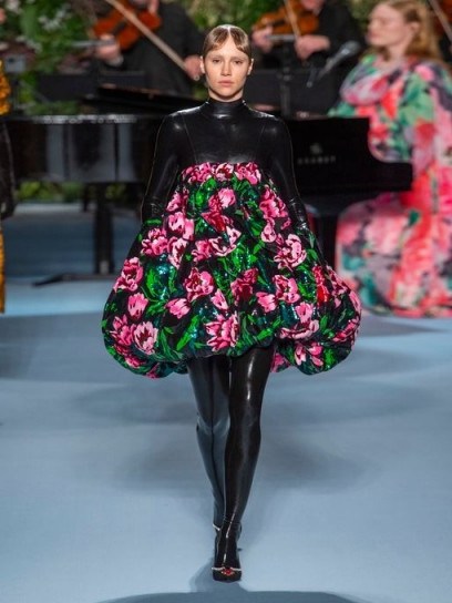 RICHARD QUINN Bubble-hem floral-sequinned dress ~ strapless statement dresses - flipped