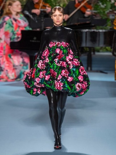 RICHARD QUINN Bubble-hem floral-sequinned dress ~ strapless statement dresses