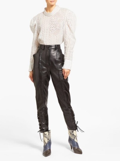 ISABEL MARANT Cadix black lace-up leather trousers