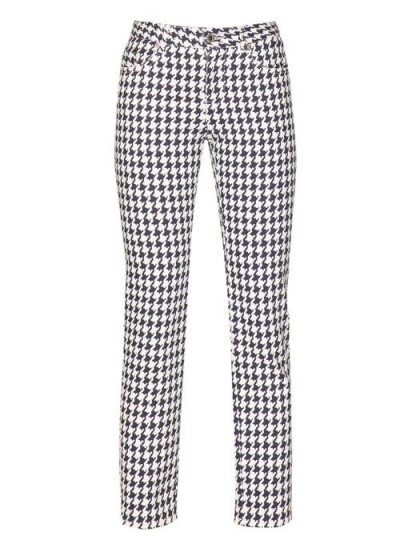 ALEXANDER MCQUEEN Cropped houndstooth-denim trousers in | checked pants