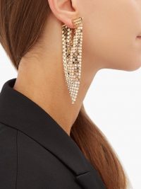 PACO RABANNE Crystal-embellished chainmail earrings ~ single statement earring