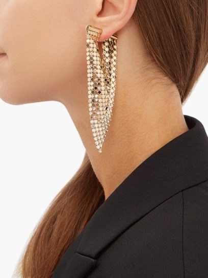 PACO RABANNE Crystal-embellished chainmail earrings ~ single statement earring - flipped