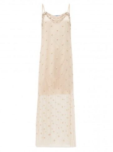 PRADA Crystal-embellished silk-chiffon dress ~ luxe slip dresses - flipped