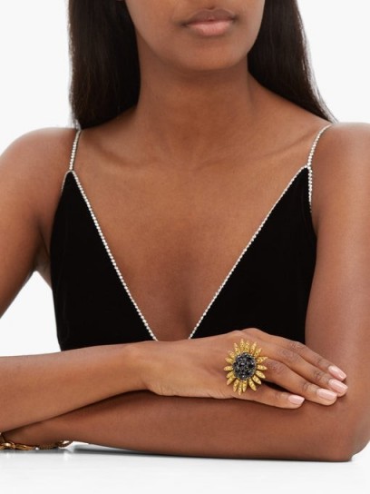 DOLCE & GABBANA Crystal-embellished sunflower ring ~ beautiful Italian statement jewellery