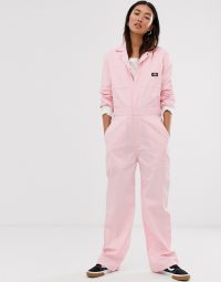 Dickies relaxed boiler suit with woven badge in pink