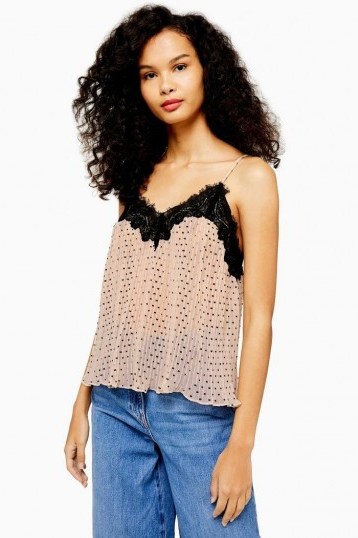 Topshop Dobby Lace Cami Pale Pink - flipped