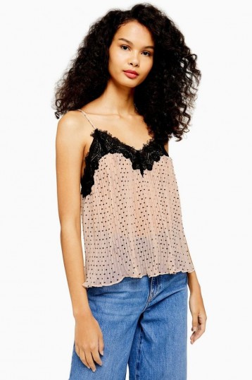 Topshop Dobby Lace Cami Pale Pink