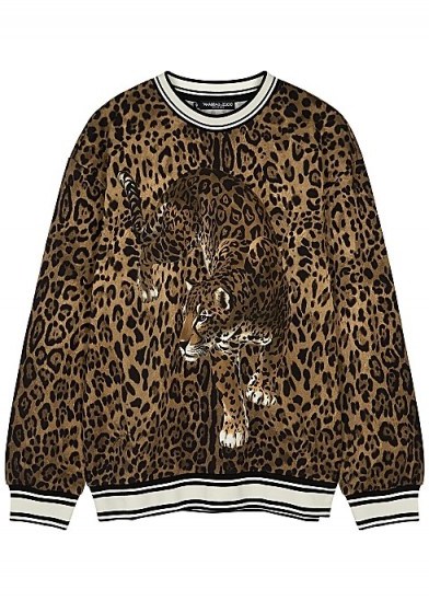 DOLCE & GABBANA Leopard-print jersey sweatshirt ~ animal printed sweatshirts - flipped