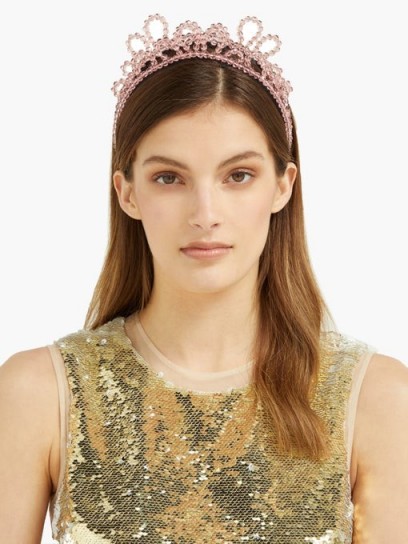 SIMONE ROCHA Double Wiggle crystal-embellished hairband | pink beaded hairbands | luxe hair accessory