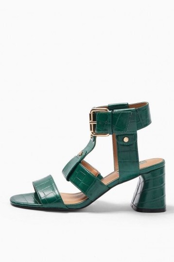 TOPSHOP DYLAN Green Crocodile Sandals / chunky croc sandal - flipped