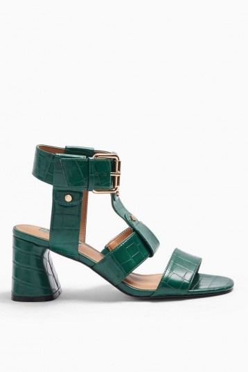 TOPSHOP DYLAN Green Crocodile Sandals / chunky croc sandal