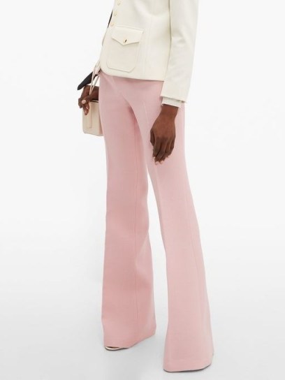 GIAMBATTISTA VALLI Flared high-rise wool crepe trousers in pink - flipped