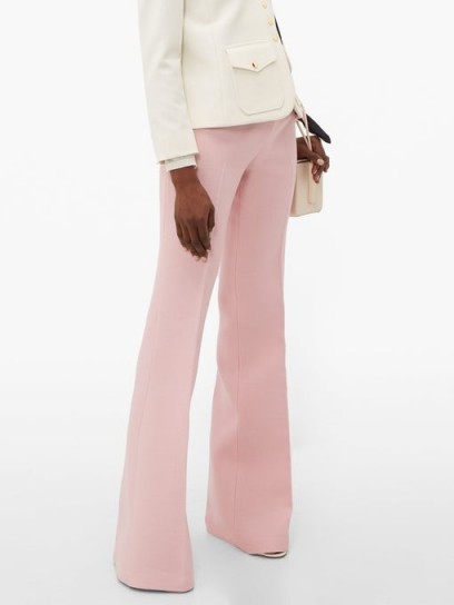 GIAMBATTISTA VALLI Flared high-rise wool crepe trousers in pink