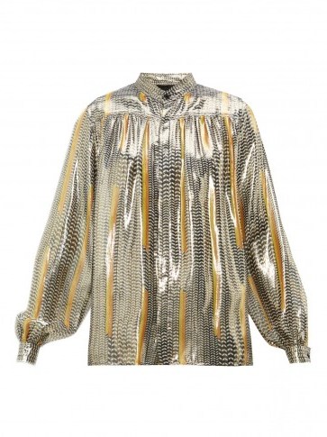 GIAMBATTISTA VALLI Geometric-print silk-blend blouse ~ metallic-look clothing - flipped