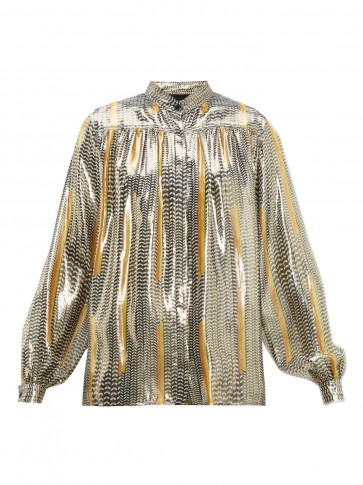 GIAMBATTISTA VALLI Geometric-print silk-blend blouse ~ metallic-look clothing
