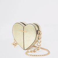 River Island Gold heart shaped cross body bag | metallic crossbody