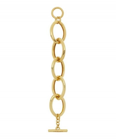 OSCAR DE LA RENTA Gold-Tone Oversized Chain Link Bracelet – designer fashion jewellery - flipped