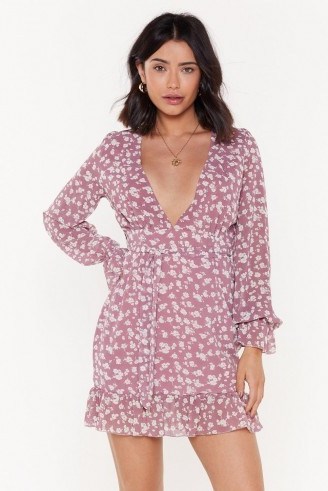 NASTY GAL Grow Easy On ‘Em Floral Plunging Dress - flipped