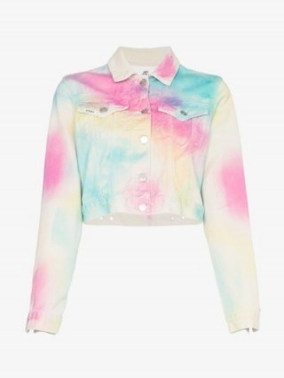 Jordache Cropped Tie-Dye Denim Jacket ~ rainbow jackets - flipped
