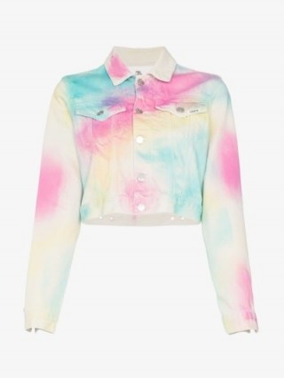Jordache Cropped Tie-Dye Denim Jacket ~ rainbow jackets