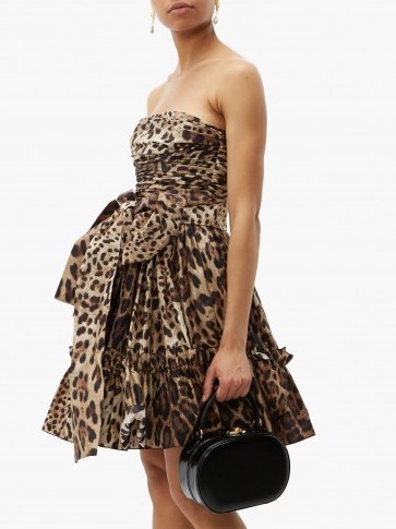 DOLCE & GABBANA Leopard-print off-the-shoulder silk mini dress ~ beautiful Italian event wear - flipped