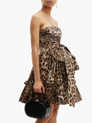 DOLCE & GABBANA Leopard-print off-the-shoulder silk mini dress ~ beautiful Italian event wear