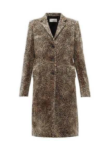SAINT LAURENT Leopard-print single-breasted velvet coat - flipped