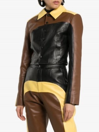 Matériel Panelled Button-Up Leather Jacket | luxe jackets | retro colors - flipped